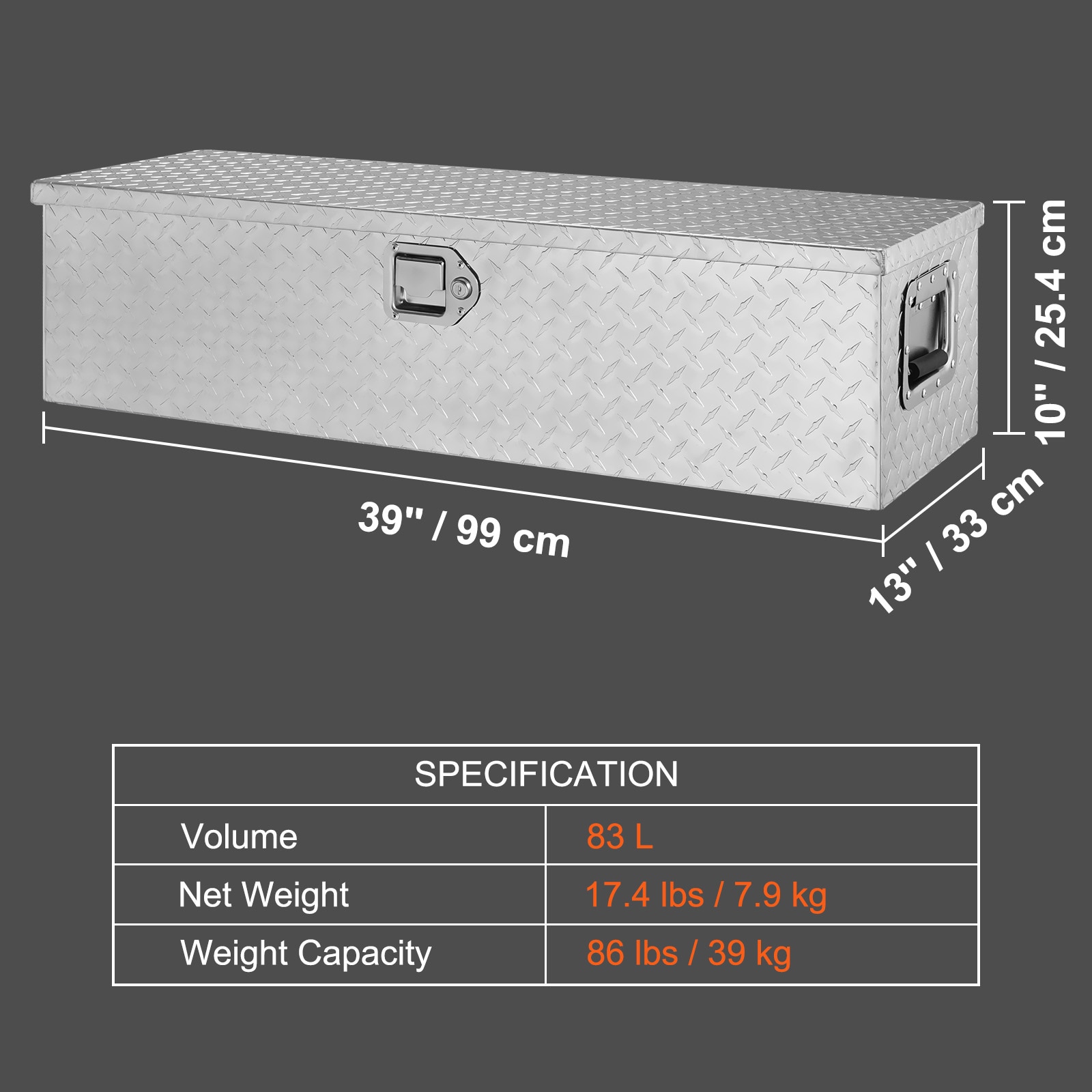 Heavy Duty Aluminium Truck Bed Tool Box With Lock And Side Handles_voghion.com